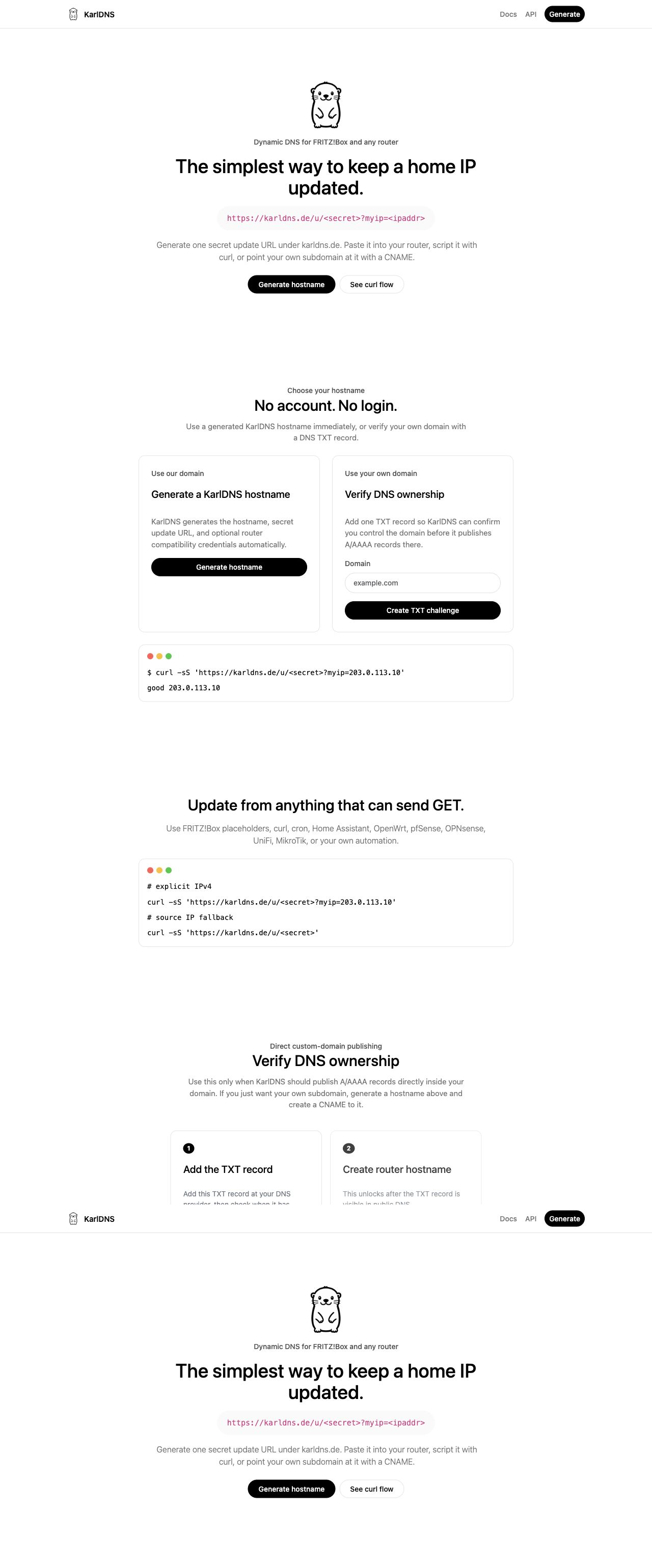 DNS TXT verification flow for custom domains