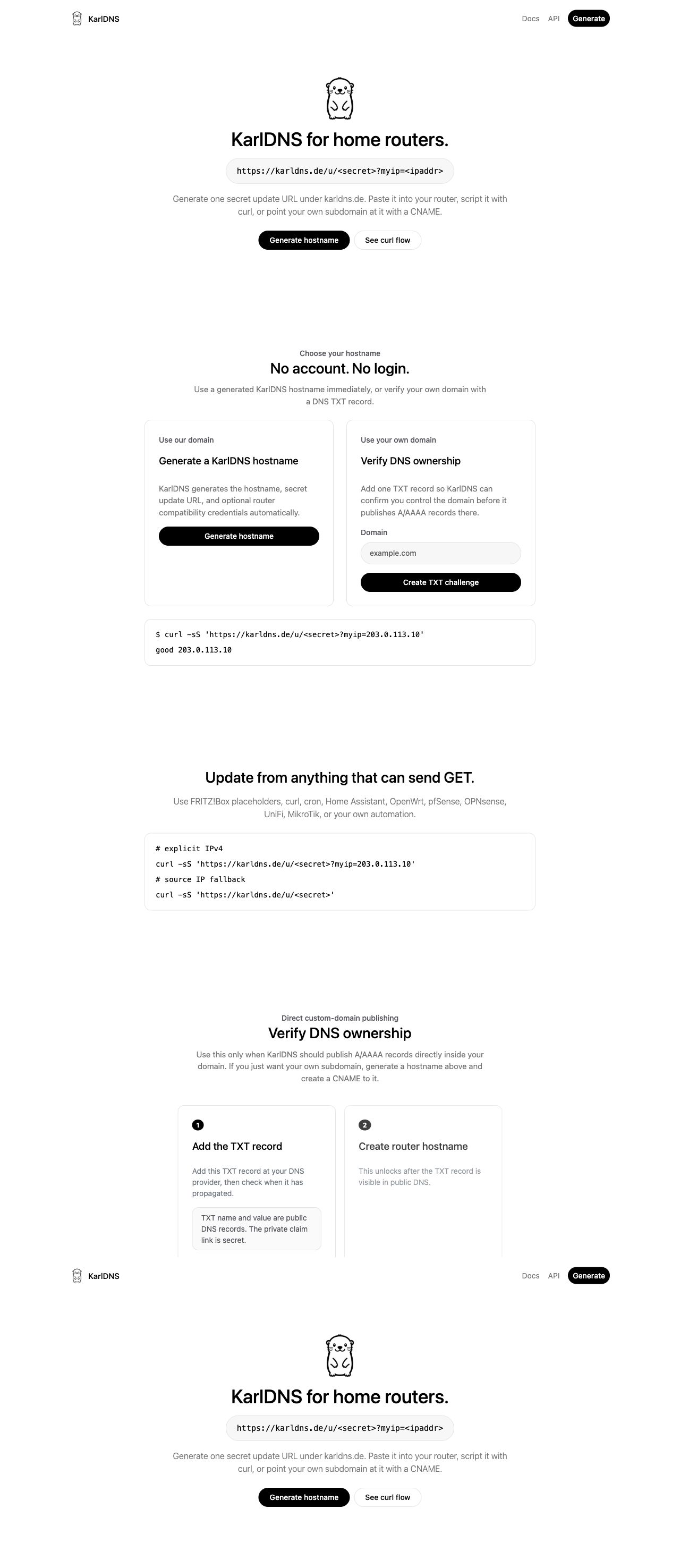 DNS TXT verification flow for custom domains