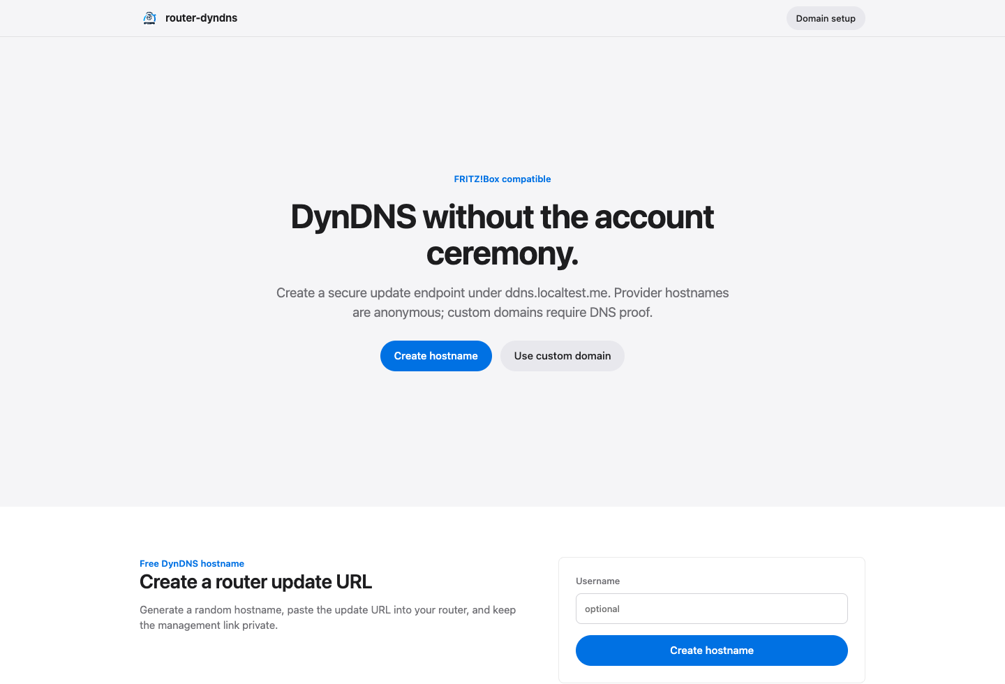 RouterPulse self-hosted DynDNS home screen