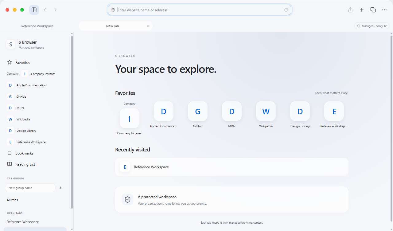 S Browser start page